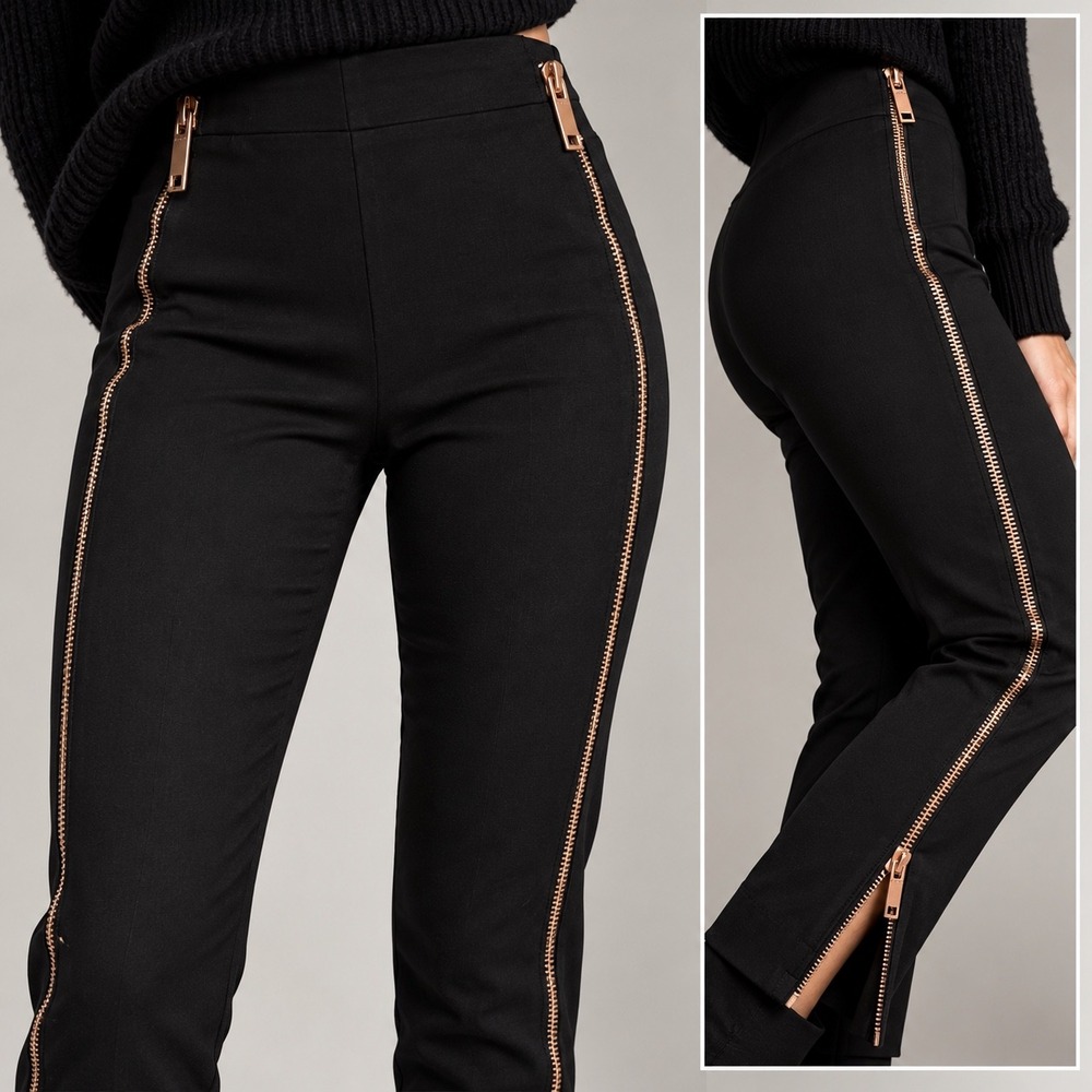 Rag & Bone Blank Pants Sz 2 Full Side Zip Moto Stretch Made USA Indie Sleaze NYC